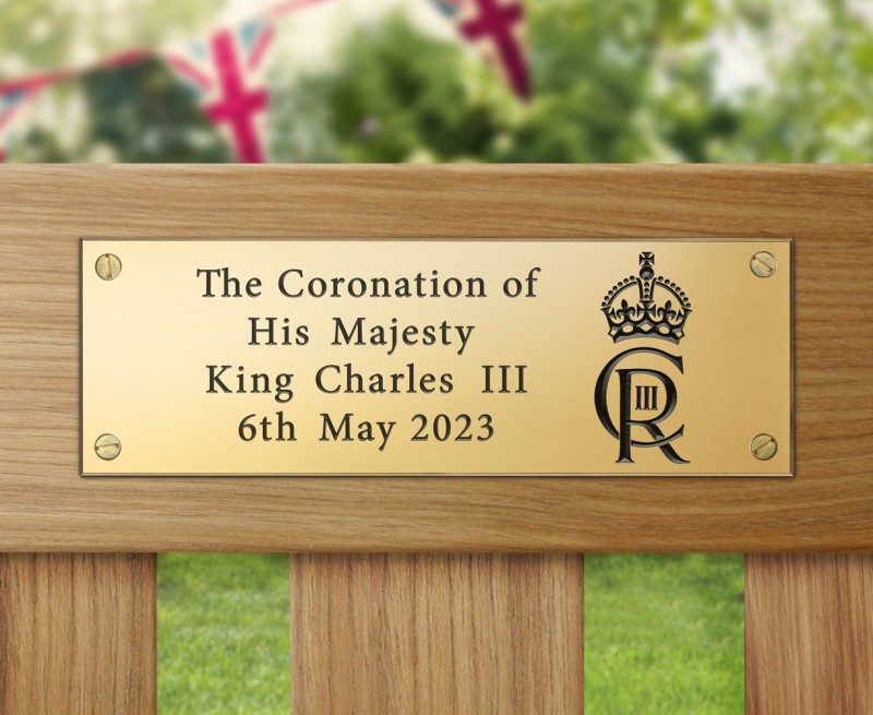 King Charles III Coronation Plaque - Royal Cypher - 150x50mm