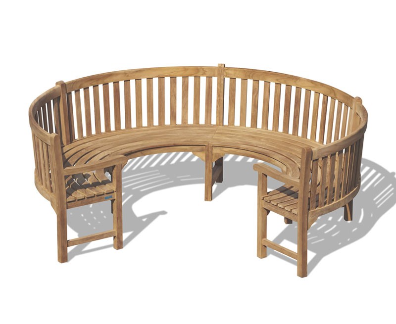 Henley Teak 3/4 Curved Bench with Arms