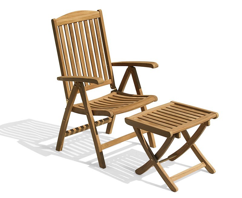 Cheltenham Teak Outdoor Reclining Chair with Footstool