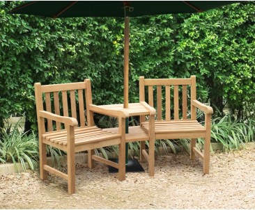 Jack and Jill Benches Teak Companion Benches Garden Love Benches