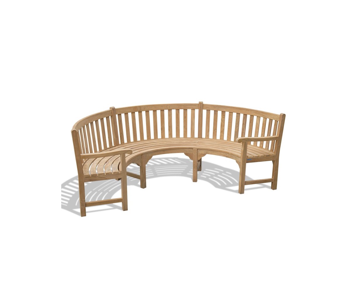 Henley Semicircular Bench with arms, Curved Teak Bench